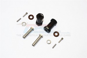 ALUMINIUM WHEEL HEX ADAPTERS 25MM WIDTH (USE FOR 4MM THREAD WHEEL SHAFT & 5MM HOLE WHEEL) AXIAL RR10 BOMBER - Black - RR010/255-BK
