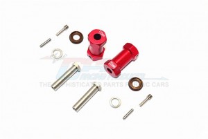 ALUMINIUM WHEEL HEX ADAPTERS 25MM WIDTH (USE FOR 4MM THREAD WHEEL SHAFT & 5MM HOLE WHEEL) AXIAL RR10 BOMBER - Red - RR010/255-R