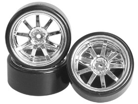 3RACING WH-25/SI 1/10 9 Spoke Wheel & Tyre Set For Drift(7mm Offset) -4pcs 1/10 DRIFT CAR - WH-25/SI