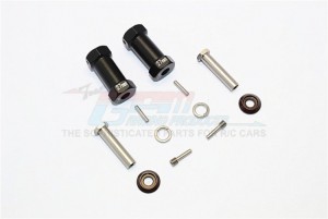 ALUMINIUM WHEEL HEX ADAPTERS 27MM WIDTH (USE FOR 4MM THREAD WHEEL SHAFT & 5MM HOLE WHEEL) AXIAL RR10 BOMBER - Black - RR010/275-BK