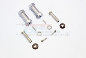 ALUMINIUM WHEEL HEX ADAPTERS 29MM WIDTH (USE FOR 4MM THREAD WHEEL SHAFT & 5MM HOLE WHEEL)  AXIAL RR10 BOMBER - Gun silver - RR010/295-GS