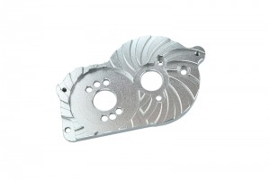 GPM LM018 ALUMINUM MOTOR MOUNT PLATE WITH HEAT SINK FINS TEAM LOSI 1/18 2WD MINI-T 2.0 STADIUM TRUCK LOS01015 - SILVER - LM018-S