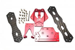 GPM GLU4014 CAROBN FIBER W/ ALUMINIUM UPPER DECK BATTERY MOUNT 1/10 4WD LASERNUT TENACITY ULTRA 4 ROCK TACER LOS03028 - GLU4014-R