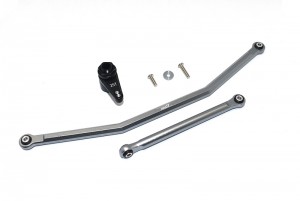 GPM RBX16025T ALUMINUM FRONT STEERING TIE RODS W/ ALUMINUM 7075 25T SERVO HORN W. BUILT-IN SPRING - 2 POSITIONING HOLES AXIAL 1/10 4WD RBX10 RYFT BRUSHLESS ROCK BOUNCER AXI03005 - GUN SILVER - RBX16025T-GS