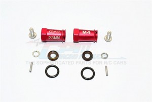 ALUMINIUM WHEEL HEX ADAPTERS 23MM WIDTH (USE FOR 4MM THREAD WHEEL SHAFT & 4MM HOLE WHEEL) - AXIAL SCX10 II - Red - SCX2010/23MM-R