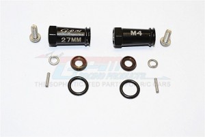 ALUMINIUM WHEEL HEX ADAPTERS 27MM WIDTH (USE FOR 4MM THREAD WHEEL SHAFT & 4MM HOLE WHEEL) - AXIAL SCX10 II - SCX2010/27MM-BK