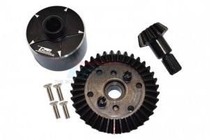 GPM MAG1200S CARBON STEEL RING GEAR 37T & PINION GEAR 13T WITH ALUMINUM DIFF CASE 1/10 GRANITE 4X4 AR102680 / 1/10 KRATON 4X4 ARA102690 / 1/10 VORTEKS  ARA4305V3T2 / 1/10 SENTON ARA4303V3 / 1/8 VENDETTA ARA4319V3 / 1/8 INFRACTION 4X4 ARA4215V3 - BLACK - MAG1200S-BK