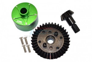 GPM MAG1200S CARBON STEEL RING GEAR 37T & PINION GEAR 13T WITH ALUMINUM DIFF CASE 1/10 GRANITE 4X4 AR102680 / 1/10 KRATON 4X4 ARA102690 / 1/10 VOR ... - MAG1200S-G