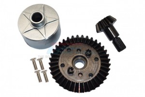 GPM MAG1200S CARBON STEEL RING GEAR 37T & PINION GEAR 13T WITH ALUMINUM DIFF CASE 1/10 GRANITE 4X4 AR102680 / 1/10 KRATON 4X4 ARA102690 / 1/10 VOR ... - MAG1200S-GS