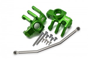 GPM RBX021N ALUMINUM FRONT KNUCKLE ARM WITH STEERING ROD AXIAL 1/10 4WD RBX10 RYFT BRUSHLESS ROCK BOUNCER TRUCK AXI03005 - GREEN - RBX021N-G