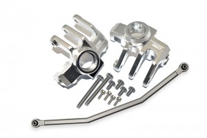 GPM RBX021N ALUMINUM FRONT KNUCKLE ARM WITH STEERING ROD AXIAL 1/10 4WD RBX10 RYFT BRUSHLESS ROCK BOUNCER TRUCK AXI03005 - SILVER - RBX021N-S