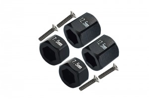 GPM MYT010/75125 ALUMINUM F&R HEX ADAPTERS AXIAL RACING 1/18 YETI JR SCORE TROPHY TRUCK AX90052 - BLACK - MYT010/75125-BK