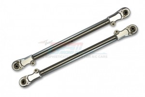 GPM SB014SN-B STAINLESS STEEL ADJUSTABLE REAR UPPER CHASSIS LINK TIE RODS TEAM LOSI RC 1/6 4WD SUPER BAJA REY 4X4 DESERT TRUCK - SILVER - SB014SN-S