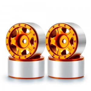 Aluminium 1.0" Beadlock 5 Spoke Wheel Rim For 1/24 Axial Racing SCX24 AXI00001 RC Crawler Car - Orange - SCX24-002/OR