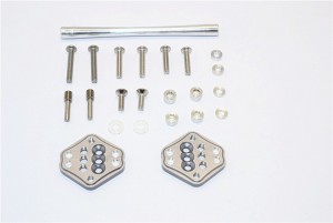 ALUMINIUM FRONT ADJUSTABLE MOUNT FOR ORIGINAL SHOCK TOWER  -  AXIAL SCX10 II - Gun silver - SCX2029FO-GS
