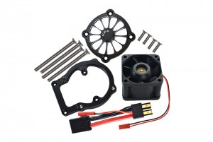 GPM SLE018FAN ALUMINUM 6061-T6 MOTOR HEATSINK WITH COOLING FAN TRAXXAS 1/8 4WD SLEDGE MONSTER TRUCK 95076-4 - BLACK - SLE018FAN-BK