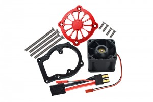 GPM SLE018FAN ALUMINUM 6061-T6 MOTOR HEATSINK WITH COOLING FAN TRAXXAS 1/8 4WD SLEDGE MONSTER TRUCK 95076-4 - RED - SLE018FAN-R
