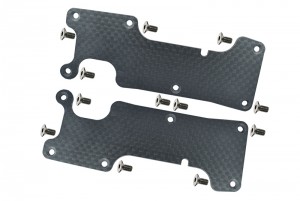 GPM GSLE05556A CARBON FIBRE DUST-PROOF PROTECTION PLATE FOR FRONT / REAR SUSPENSION ARM 1/8 TRAXXAS SLEDGE MONSTER 95076-4 - FRONT PLATE - GSLE055A-BK