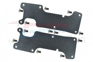 GPM GSLE05556A CARBON FIBRE DUST-PROOF PROTECTION PLATE FOR FRONT / REAR SUSPENSION ARM 1/8 TRAXXAS SLEDGE MONSTER 95076-4 - REAR PLATE - GSLE056A-BK