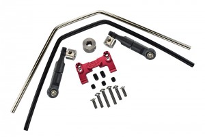 GPM SLE312F/R ALUMINUM FRONT / REAR SWAY BAR MOUNT WITH LINKAGE AND WIRE 1/8 TRAXXAS SLEDGE MONSTER 95076-4 - RED - SLE312F/R-R