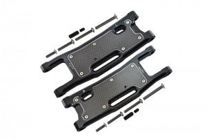 GPM SLE056N ALUMINIUM 6061-T6 REAR LOWER ARMS CARBON FIBRE DUST-PROOF PROTECTION PLATE TRAXXAS 1/8 4WD SLEDGE MONSTER TRUCK 95076-4 - BLACK - SLE056N-BK