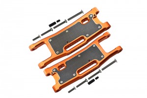 GPM SLE056N ALUMINIUM 6061-T6 REAR LOWER ARMS CARBON FIBRE DUST-PROOF PROTECTION PLATE TRAXXAS 1/8 4WD SLEDGE MONSTER TRUCK 95076-4 - ORANGE - SLE056N-OR