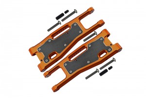 GPM SLE055N ALUMINIUM 6061-T6 FRONT LOWER ARMS CARBON FIBRE DUST-PROOF PROTECTION PLATE 1/8 TRAXXAS 4WD SLEDGE MONSTER TRUCK 95076-4 - SLE055N-OR