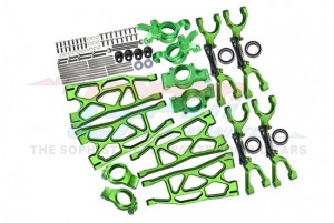 GPM TXM100A ALUMINUM FRONT & REAR UPPER LOWER ARMS FRONT C HUBS FRONT & REAR OVERSIZED KNUCKLE ARMS SET TRAXXAS RC 1/5 4WD X-MAXX 6S 8S MONSTER TRUCK - GREEN - TXM100A-G