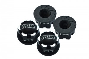 GPM SLE005A ALUMINUM 7075-T6 WHEEL LOCK TRAXXAS 1/8 4WD SLEDGE MONSTER TRUCK / E-REVO / MAXX - BLACK - SLE005A-BK