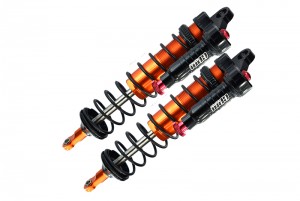 GPM SLE128F/LA ALUMINUM 6061-T6 FRONT L-SHAPE EMULATION PIGGY BACK (BUILT-IN PISTON SPRING) SPRING DAMPERS 128mm TRAXXAS-1/8 4WD SLEDGE MONSTER TRUCK 95076-4 - ORANGE - SLE128F/LA-OR-BK