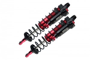 GPM SLE128F/LA ALUMINUM 6061-T6 FRONT L-SHAPE EMULATION PIGGY BACK (BUILT-IN PISTON SPRING) SPRING DAMPERS 128mm TRAXXAS-1/8 4WD SLEDGE MONSTER TRUCK 95076-4 - RED - SLE128F/LA-R-BK