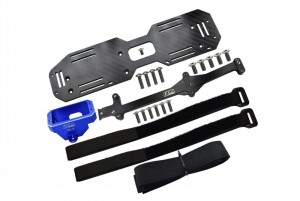 GPM GSLE0126A ALUMINIUM 7075-T6 SERVO MOUNT AND CARBON FIBER BATTERY COMPARTMENT TRAXXAS 1/8 4WD SLEDGE MONSTER TRUCK 95076-4 - BLUE - GSLE0126A-B