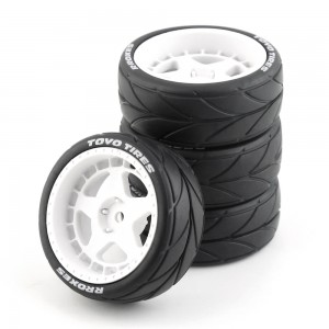 26mm Rubber Tire & ABS Rim Set For 1/10 TAMIYA XV-01 TT02 Car - White Color - XV01-TA01/WI