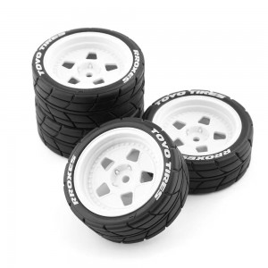 26mm Rubber Tire & ABS Rim Set For 1/10 TAMIYA XV-01 TT02 Car - XV01-TA02/WI