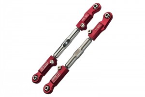 GPM SLE162S ALUMINUM 7075-T6 STAINLESS STEEL ADJUSTABLE FRONT STEERING TIE ROD 9549 TRAXXAS 1/8 4WD SLEDGE MONSTER TRUCK 95076-4 - RED - SLE162S-R