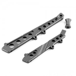 RCMODEL ALUMINIUM FRONT & REAR CHASSIS BRACE W/ COLLAR ARA320511 1/7 ARRMA LIMITLESS ARA109011 / INFRACTION 6S BLX ARA7615V2 - BLACK - MAF-016FR/BK