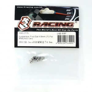 3RACING SAK-C115 SAK-C115 Suspension Pivot Ball 4.8mm (TI) 1/10 RC SAKURA CERO ULTRA TOURING CAR - SAK-C115