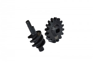 GPM CARBON STEEL OVERDRIVE DIFFERENTIAL WORM GEAR SET 12/13/14/16T AXIAL RC 1/24 4WD SCX24 CRAWLER - 15T - SCX2416TS-BK