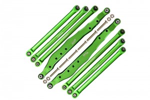 GPM RBX01449FR ALUMINUM FRONT & REAR UPPER & LOWER CHASSIS LINKS AXIAL RACING 1/10 4WD RBX10 RYFT BRUSHLESS ROCK BOUNCER AXI03005 - GREEN - RBX01449FR-G