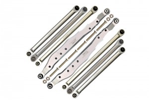 GPM RBX01449FR ALUMINUM FRONT & REAR UPPER & LOWER CHASSIS LINKS AXIAL RACING 1/10 4WD RBX10 RYFT BRUSHLESS ROCK BOUNCER AXI03005 - SILVER - RBX01449FR-S