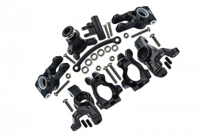 GPM LU419212248 Combo Set Front & Rear Knuckle Arm / Steering Assembly For LOSI 1/10 4WD LASERNUT TENACITY ULTRA 4 ROCK RACER LOS03028 - BLACK - LU419212248-BK