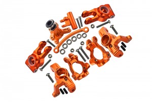 GPM LU419212248 Combo Set Front & Rear Knuckle Arm / Steering Assembly For LOSI 1/10 4WD LASERNUT TENACITY ULTRA 4 ROCK RACER LOS03028 - ORANGE - LU419212248-OR