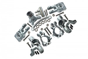 GPM LU419212248 Combo Set Front & Rear Knuckle Arm / Steering Assembly For LOSI 1/10 4WD LASERNUT TENACITY ULTRA 4 ROCK RACER LOS03028 - SILVER - LU419212248-S