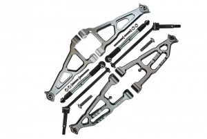 GPM BR54556288 Front & Rear Suspension Arm W/ CVD Set For LOSI 1/10 ELECTRIC 4WD BAJA REY DESERT TRUCK LOS03008 - GUN SILVER - BR54556288-GS