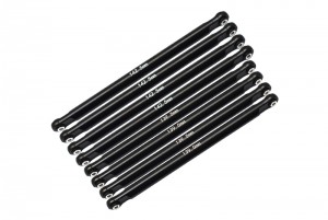 GPM LMT049FR ALUMINUM FRONT & REAR UPPER & LOWER CHASSIS LINKS PARTS TREE LOSI 1/8 LMT 4WD SOLID AXLE MONSTER TRUCK LOS04022 - LMT049FR-BK