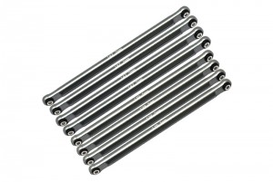 GPM LMT049FR ALUMINUM FRONT & REAR UPPER & LOWER CHASSIS LINKS PARTS TREE LOSI 1/8 LMT 4WD SOLID AXLE MONSTER TRUCK LOS04022 - GUN SILVER - LMT049FR-GS