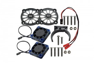 GPM MAKX018FANC ALUMINUM 7075-T6 MOTOR HEATSINK WITH DUAL METAL FRAME WATERPROOF COOLING FAN MOUNT ARRMA 1/5 4WD KRATON / OUTCAST 8S BLX - BLACK - MAKX018FANC-BK