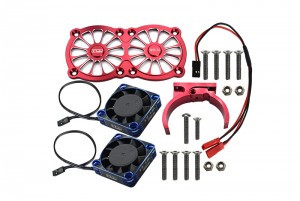 GPM MAKX018FANC ALUMINUM 7075-T6 MOTOR HEATSINK WITH DUAL METAL FRAME WATERPROOF COOLING FAN MOUNT ARRMA 1/5 4WD KRATON / OUTCAST 8S BLX - RED - MAKX018FANC-R