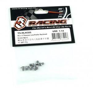 3RACING TS-HLH305  M3 x 5 Titanium Low-Profile Machined Screw 8pcs - TS-HLH305