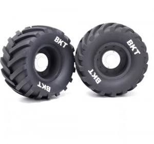 RUBBER TYRE AND RIM SET 1 PAIR FOR LOSI LMT / USA-1 / SMT10 MAX-D 1/8 1/10 MONSTER - BLACK - WHM-01/BK